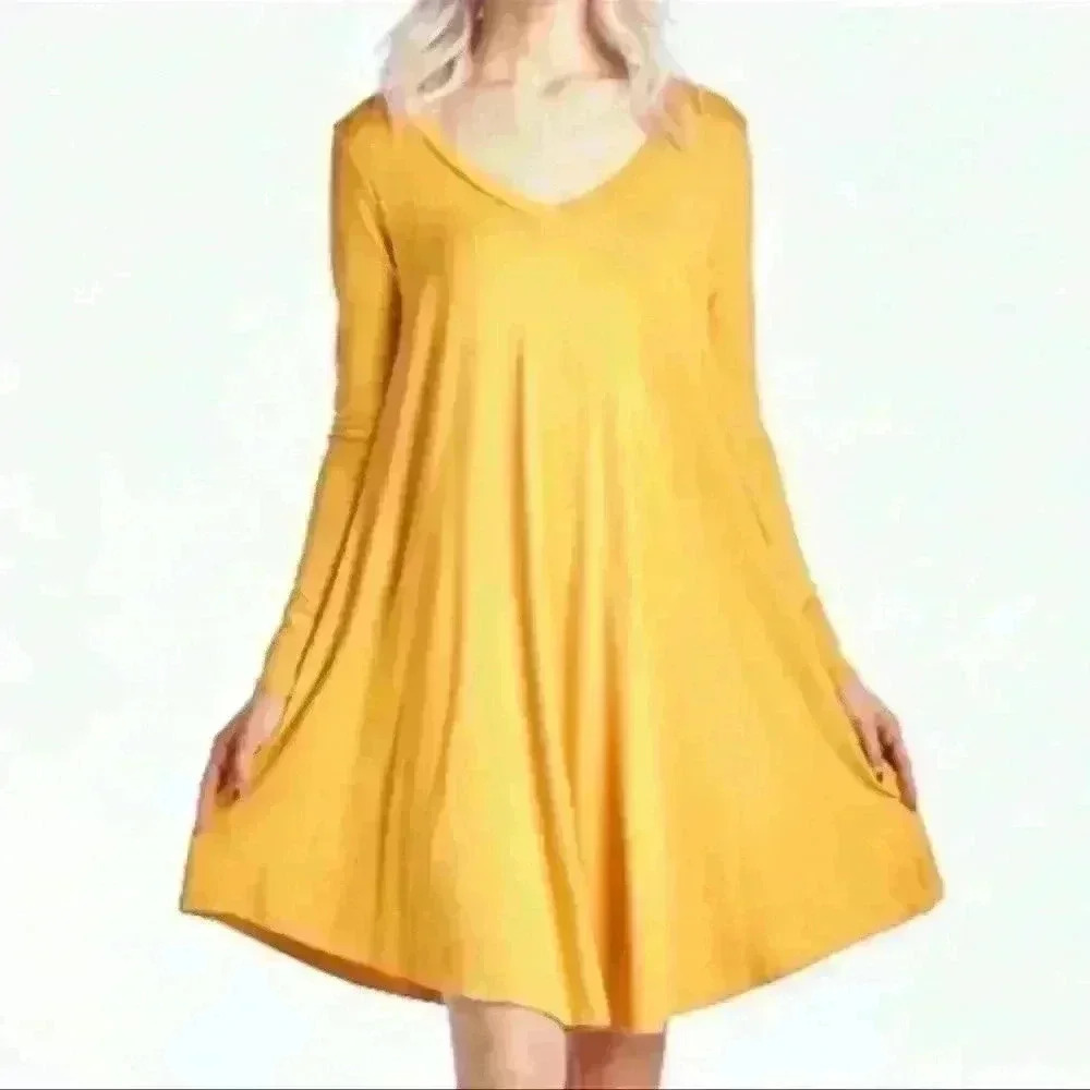 Reborn J Yellow Long Sleeve Dress Size Small
